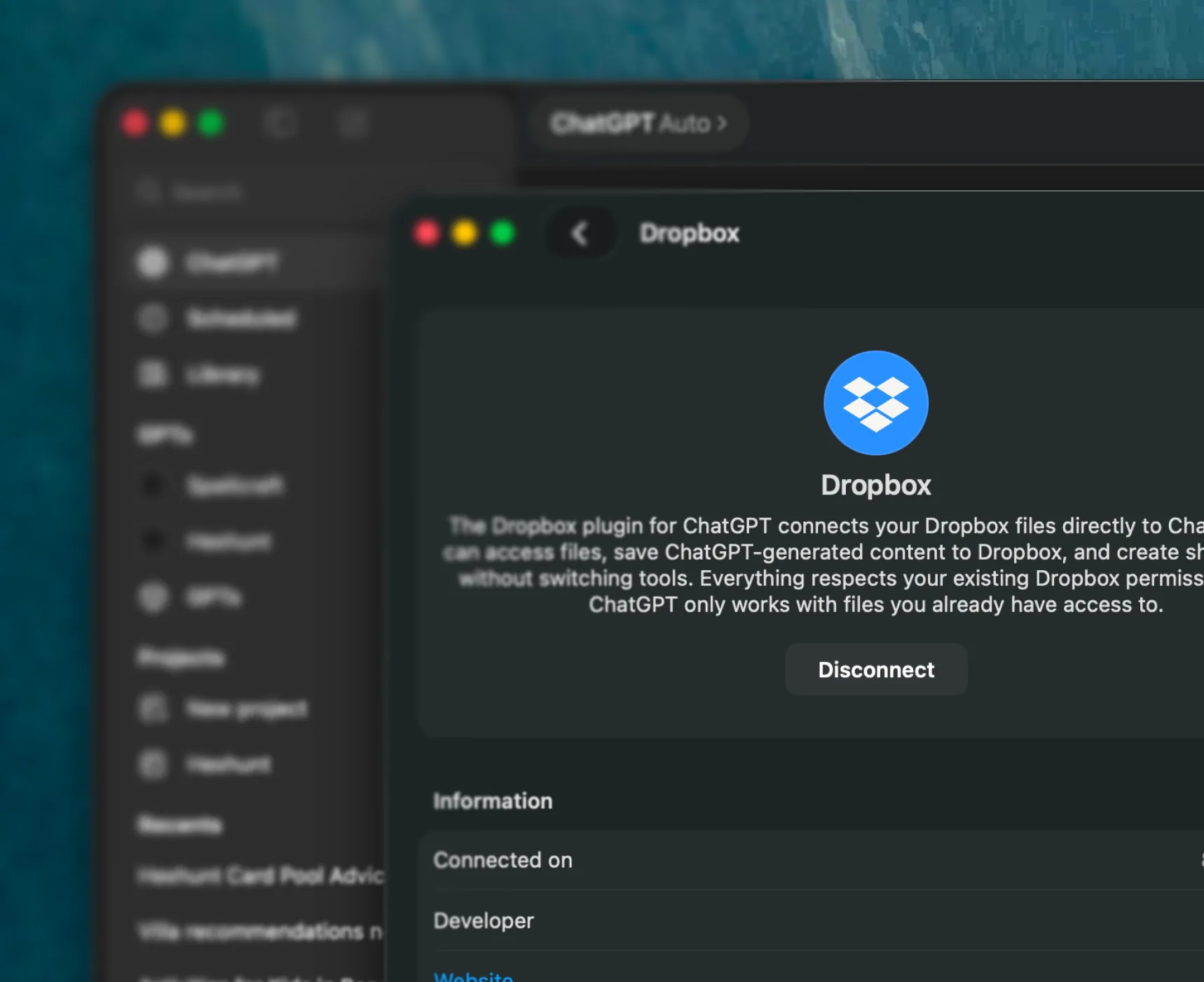 Dropbox files opened by other tools