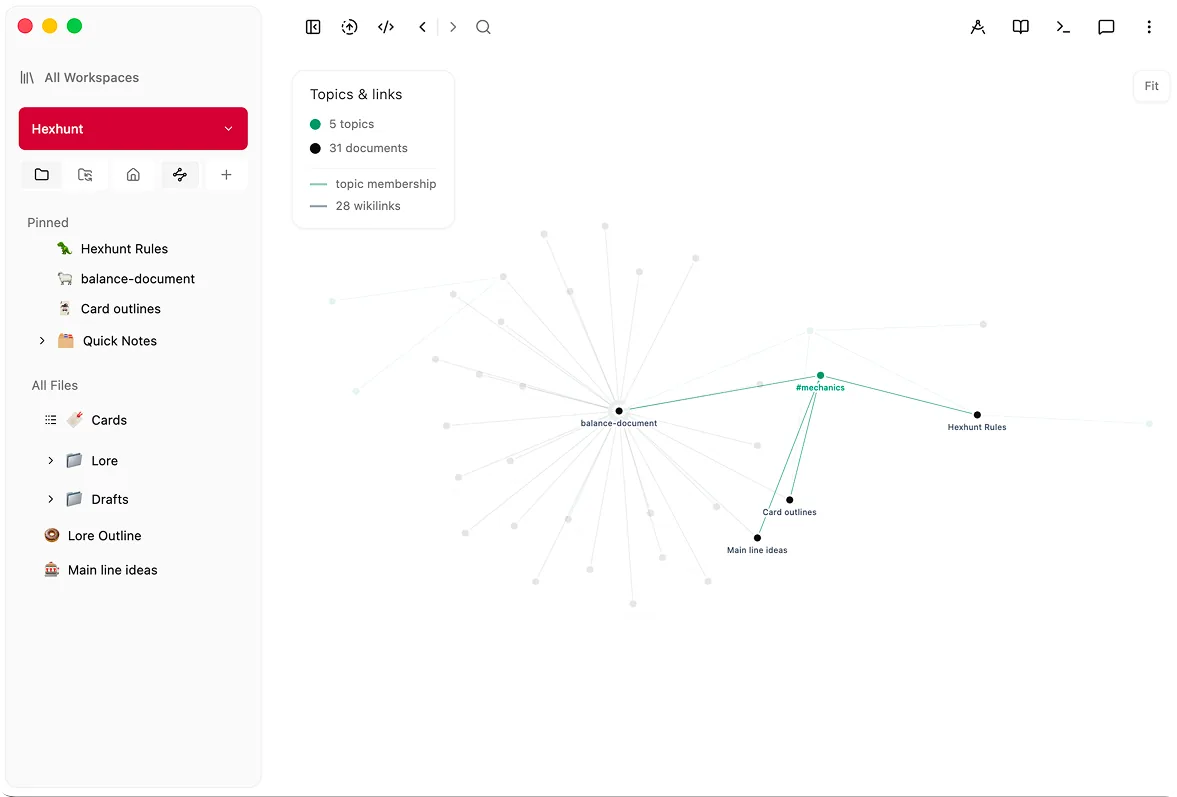 Linking related study notes into a web in Hillnote