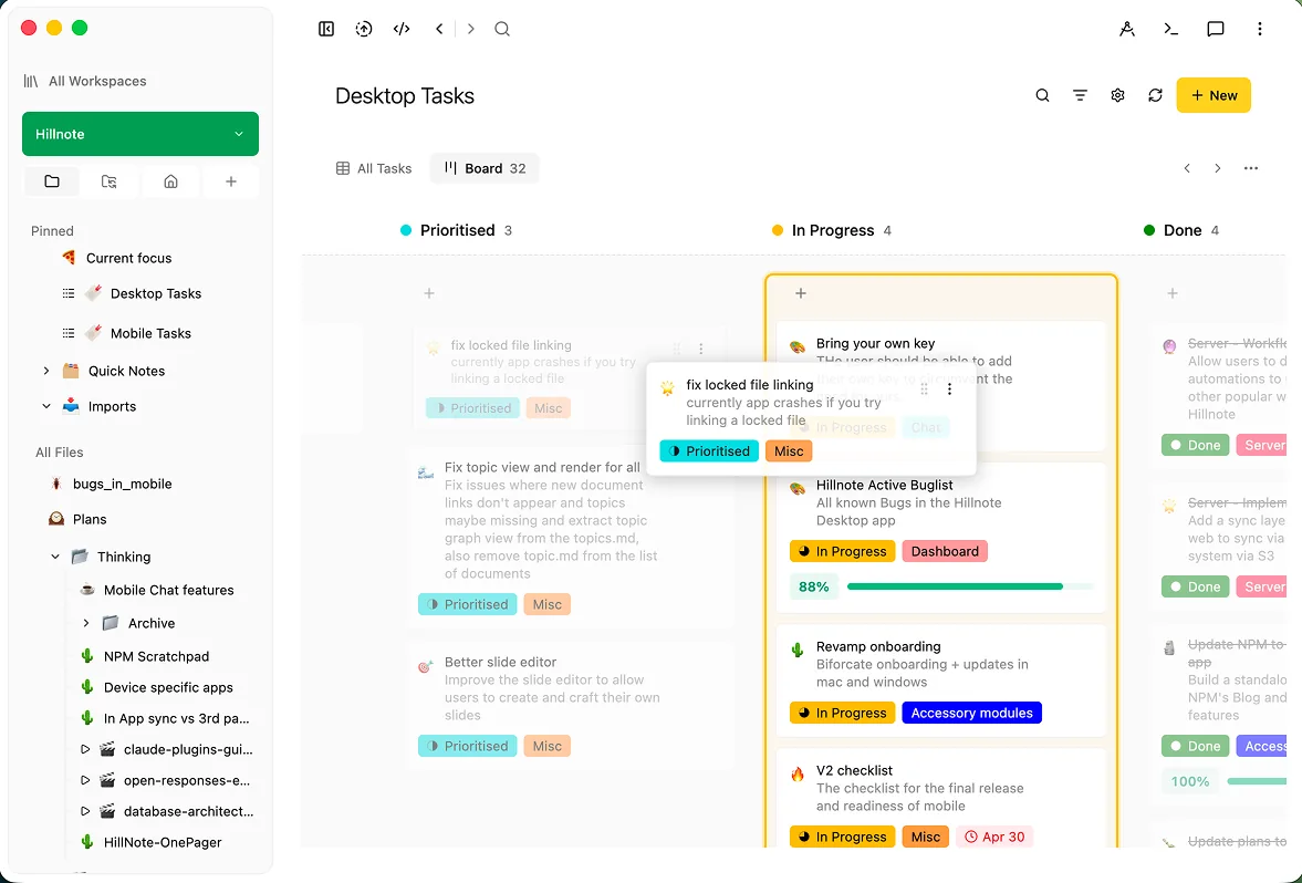Tracking learning progress on a kanban board