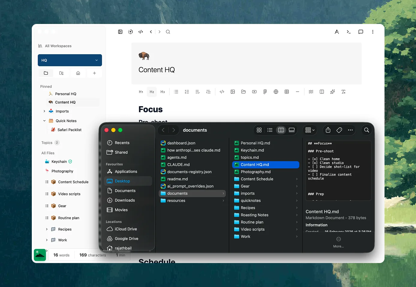 Hillnote documents as plain files on disk