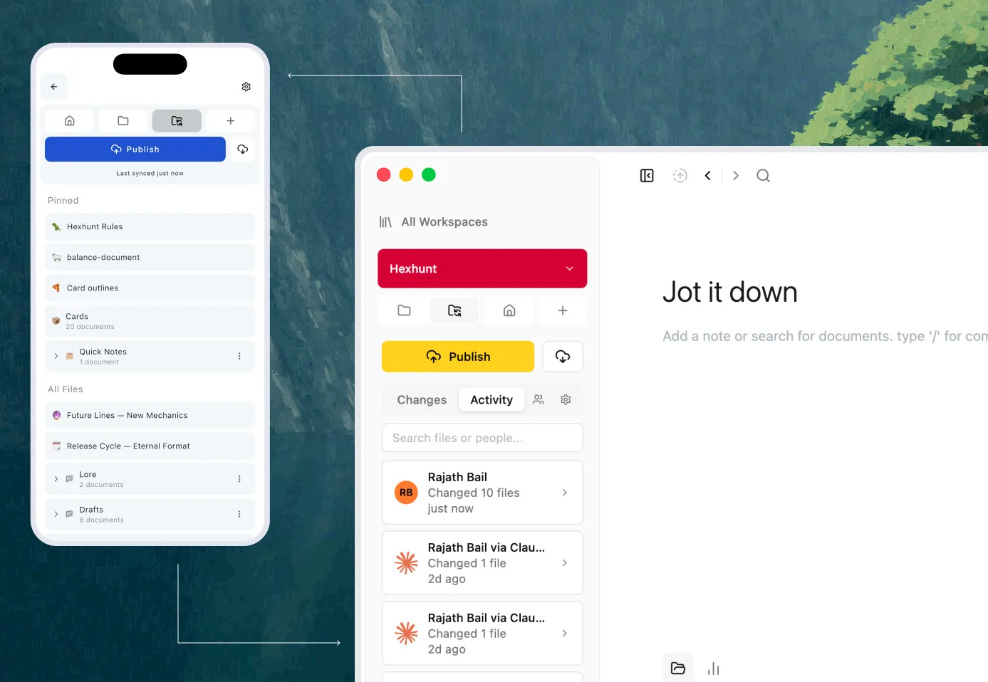 Sharing and publishing a workspace from Hillnote