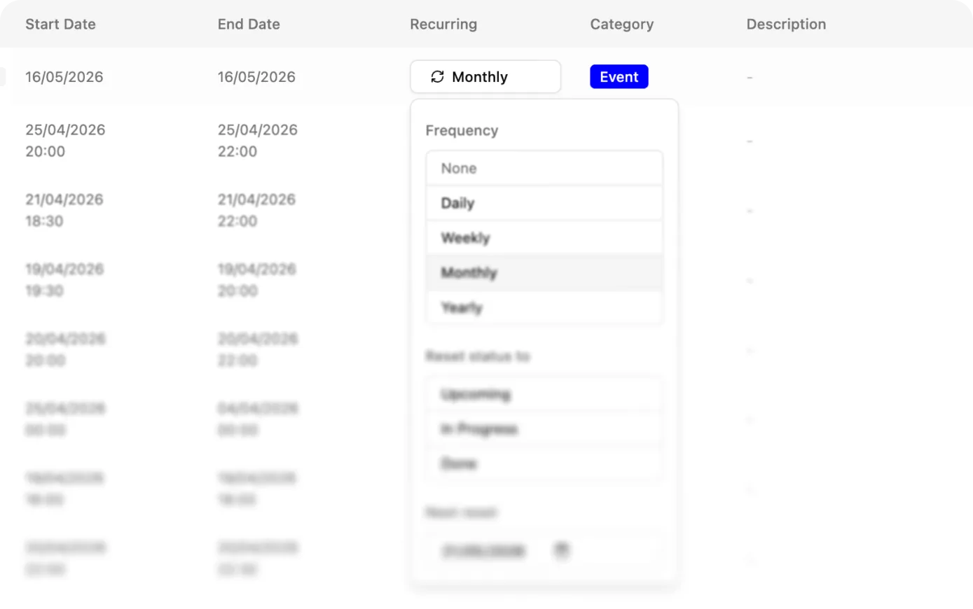 Recurring tasks