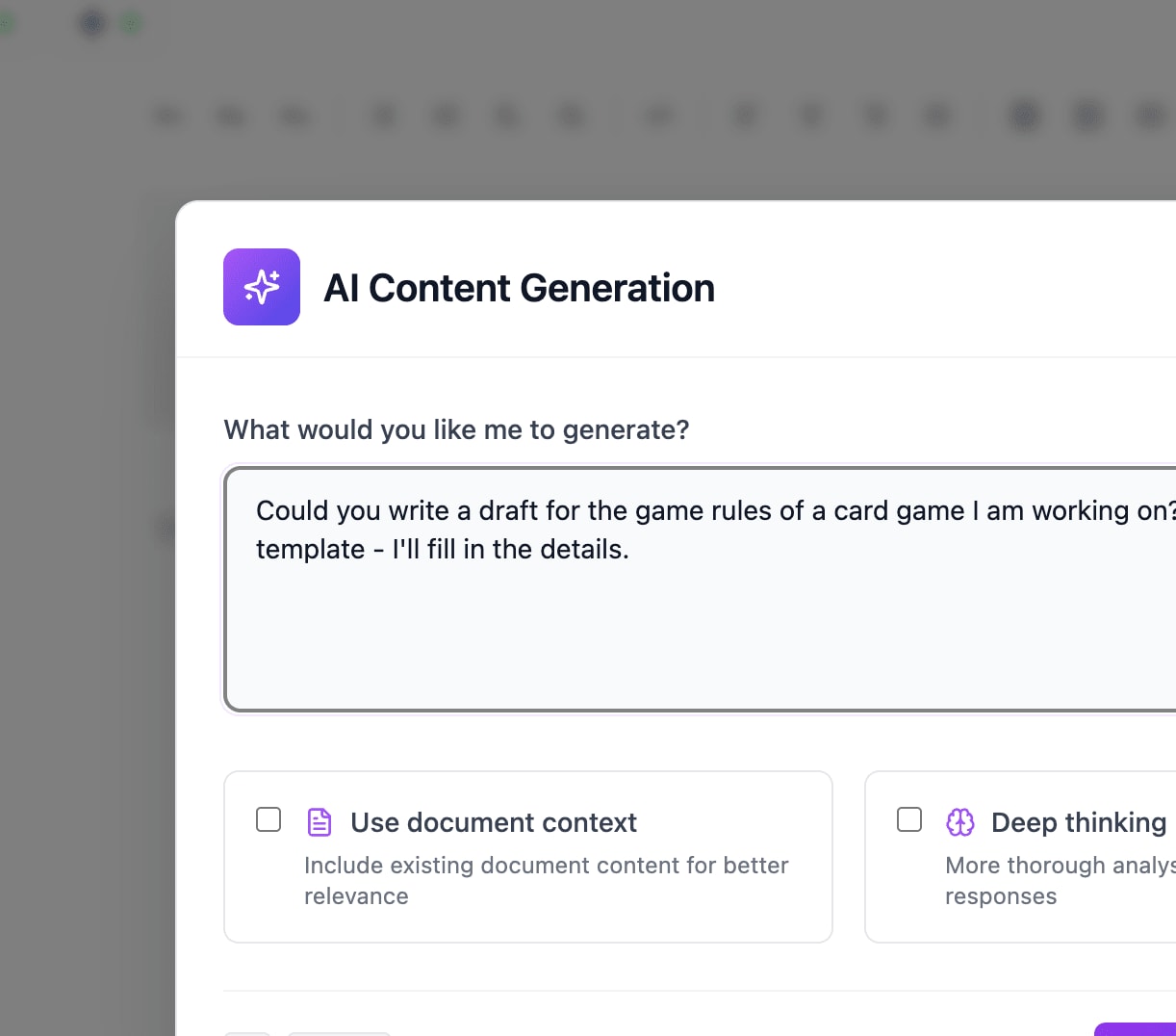 In built AI generation