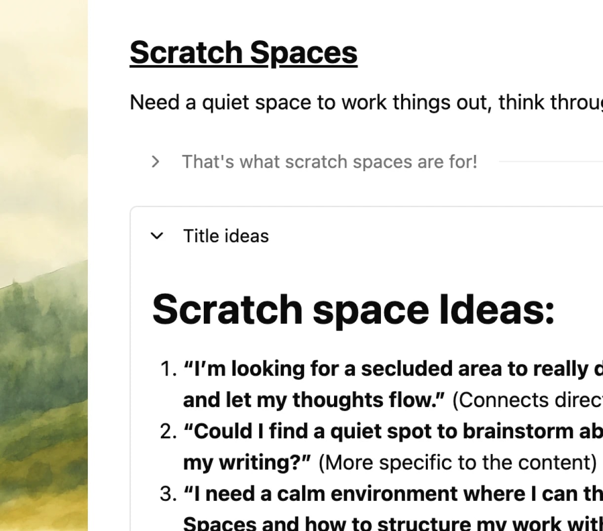 Scratch Spaces & Focus Mode